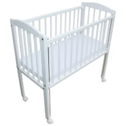 Beistellbett Babybett 90x40 Cm Mit Matratze Und Räder Höhenverstellbar Weiss