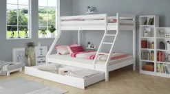 Doppel-Etagenbett Weiß 140x200 Und 90x200 Erwachsenen-Stockbett Kiefer Massivholz V-60.19-09-14WRollrost Inkl. -Kinderbett Geschäft e645884d192180f04f5a196caa4e9421