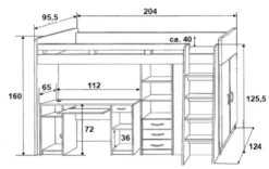Hochbett Enri 90*200 Cm Weiß Mit Frehtürenschrank Und Schreibtisch Regal Kinderzimmer Spielbett Kinderbett -Kinderbett Geschäft e6e5ed817db9dc8a5f7716505f90f1f8