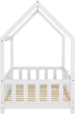 Kinderbett Sisimiut 70x140 Cm Hausbett Mit Rausfallschutz Bettenhaus Mit Lattenrost Kiefernholz Weiß -Kinderbett Geschäft e70d81e440e69981691eac9f25a6356c