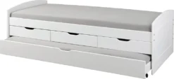 Stauraumbett Mit 2 Liegeflächen Rieka Massivholz Weiss 90 X 200 Cm 3 Schubladen Funktionsbett Schlafzimmer Kinderzimmer Inkl. Gästeliege