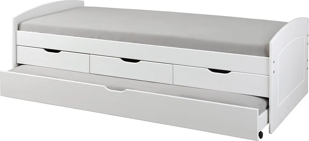 Stauraumbett Mit 2 Liegeflächen Rieka Massivholz Weiss 90 X 200 Cm 3 Schubladen Funktionsbett Schlafzimmer Kinderzimmer Inkl. Gästeliege 3 Stauraumbett Mit 2 Liegeflächen Rieka Massivholz Weiss 90 X 200 Cm 3 Schubladen Funktionsbett Schlafzimmer Kinderzimmer Inkl. Gästeliege