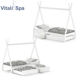 VitaliSpa Kinderbett + Bettschublade Tipi Weiß 208 X 183,5 X 96 Cm Massivholz -Kinderbett Geschäft e957f614bd9a8e043fb13d05ae318987