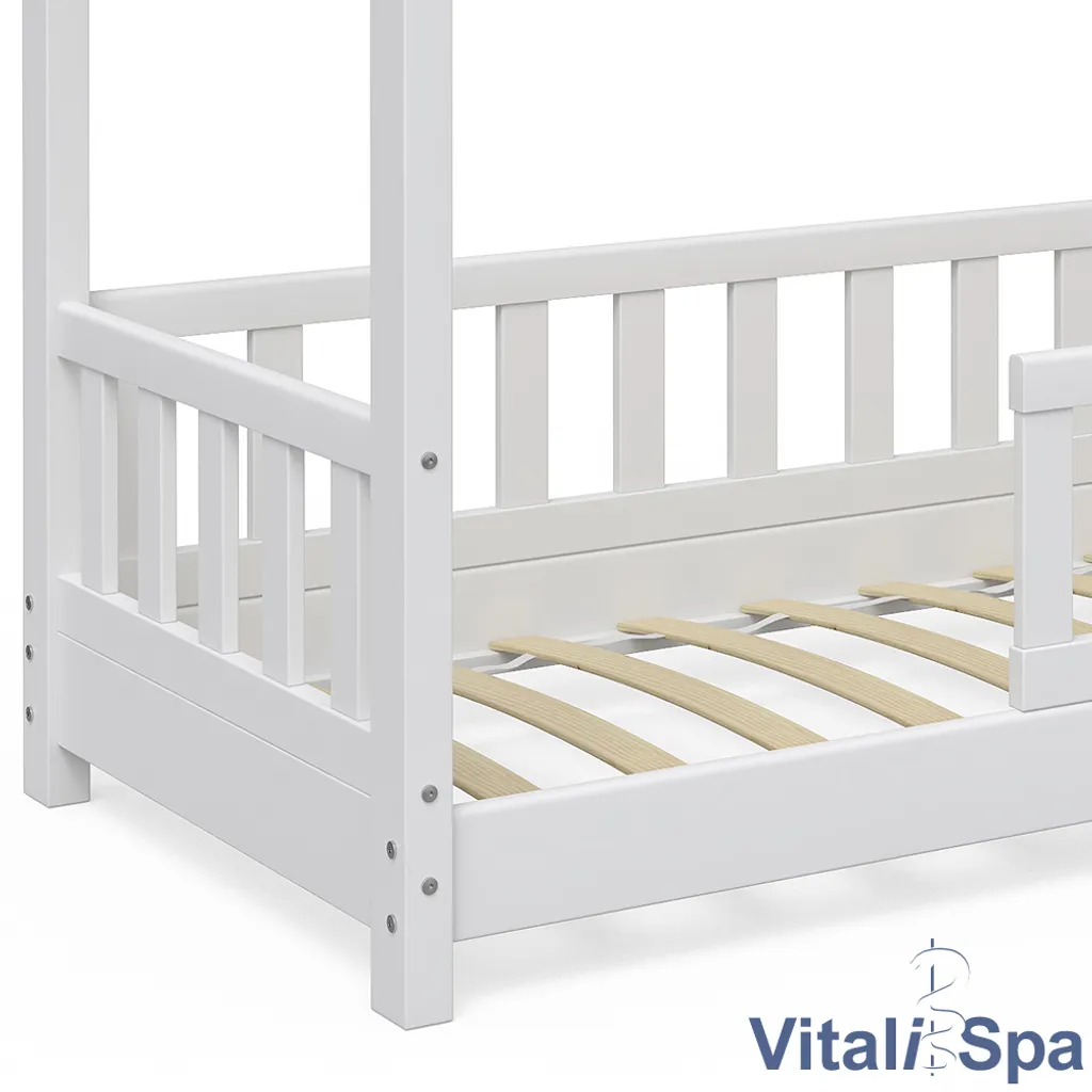 VitaliSpa Kinderbett Design Weiß 148 X 132 X 77 Cm Massivholz 8 VitaliSpa Kinderbett Design Weiß 148 X 132 X 77 Cm Massivholz – Bild 6