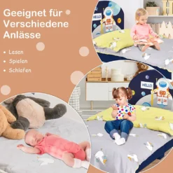 COSTWAY 140 X 70cm Kinderbett Mit Weichem Kopfteil & Fußteil, Lattenrost Babybett, Einzelbett Für Jungs Und Mädchen (Astronauten) -Kinderbett Geschäft ea441972e4596786c4d6f423d95ad1fd