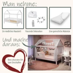 Alcube® Hausbett 90 X 200 Cm Komplett-Set Mit Matratze Und Deko Weiß, Rausfallschutz Und Lattenrost, Kinderbett 90x200 Cm Für Mädchen Und Jungen Kinderbetten Aus Massivem Kiefernholz -Kinderbett Geschäft eb34fc1cc6d507ccd439ed954d0736c7