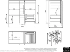 Vipack Hochbett Pino Mit Schreibplatte Und Sesselbett - Kiefer Massiv Weiß Lackiert, Maße: 208 Cm X 175 Cm X 206 Cm; PIOLZB14 -Kinderbett Geschäft ee0492af38d531ccedf69961ab88f0a1