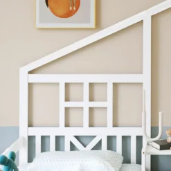 Merax Kinderbett 90x200cm/90x200cm Hausbett Mit Lattenrost, Rausfallschutz Und Tisch, 2 Einzelbetten Jugendbetten Doppelbett Für 2 Kinder, Weiß -Kinderbett Geschäft ef5bea76fd70ad6a95337d0c9a8527cb