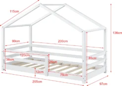 Kinderbett Mit Matratze Und Rausfallschutz 90x200cm Hausbett Mit Kaltschaummatratze Bettenhaus Mit Lattenrost Kiefernholz Einzelbett Weiß [en.casa] -Kinderbett Geschäft efd2bb66d1ca503af87a984ec881c5f9
