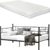 [en.casa] Metallbett Mit Matratze 90x200 Metall-Tagesbett Mit Lattenrost Standard 100 Atmungsaktiv Kojenbett Bett Schlafzimmerbett Schwarz -Kinderbett Geschäft eff17e54e805d877937342066c24686b