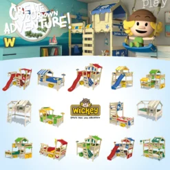 WICKEY Kinderbett Hochbett CrAzY Hutty Mit Rutsche Hausbett 90 X 200 Cm, Etagenbett - Blau -Kinderbett Geschäft f15ce321a089e6a0b335a63f9571045a