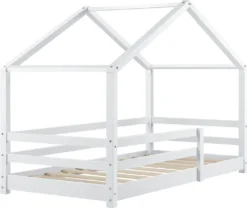 Kinderbett Mit Matratze Und Rausfallschutz 90x200cm Hausbett Mit Kaltschaummatratze Bettenhaus Mit Lattenrost Kiefernholz Einzelbett Weiß [en.casa] -Kinderbett Geschäft f19c3b2a1f91a6756322f62ef156c4fb