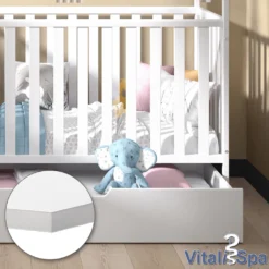 VitaliSpa Babybett Lizy + Schublade Weiß 120x60 Cm Massivholz -Kinderbett Geschäft f1ab855682ee765b239fad235b2e884b