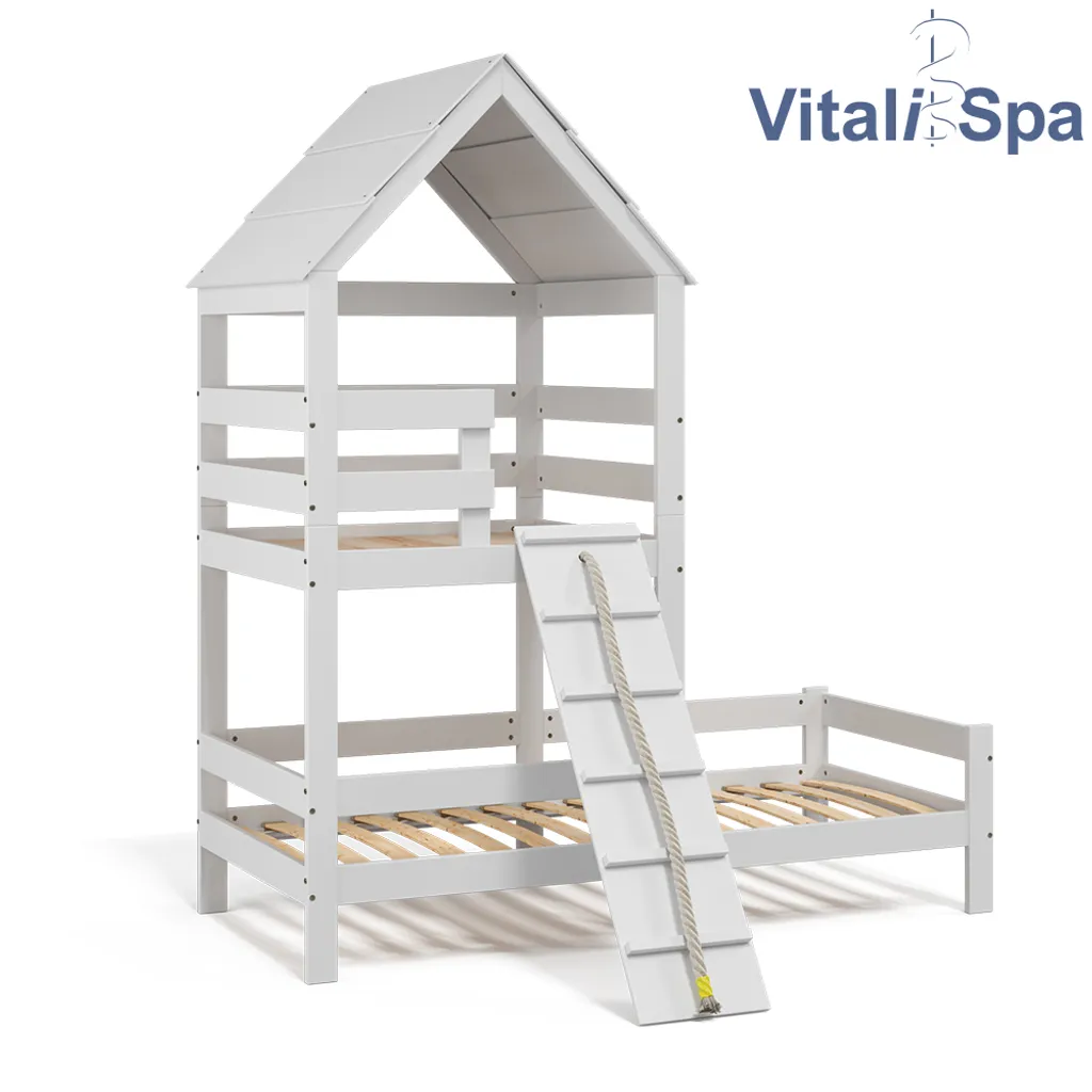 VitaliSpa Spielturmbett Teddy Weiß 208 X 235 X 108 Cm Massivholz 4 VitaliSpa Spielturmbett Teddy Weiß 208 X 235 X 108 Cm Massivholz – Bild 2