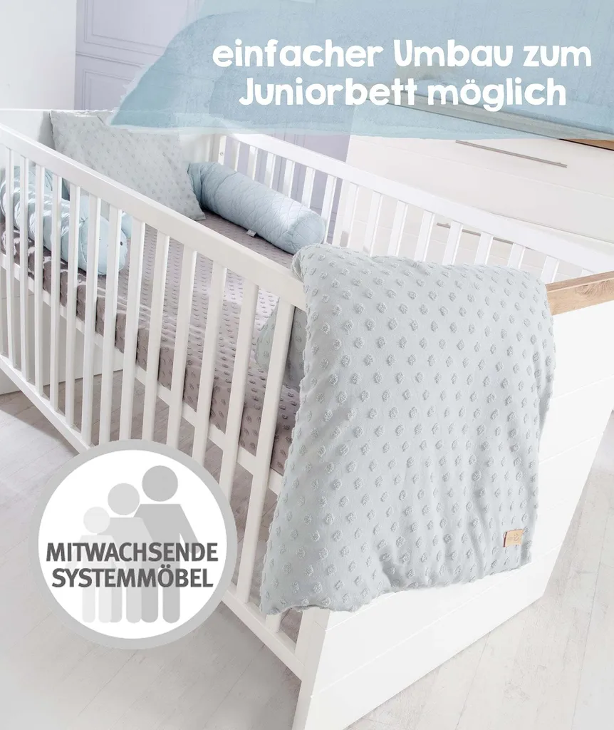 Roba Kombi-Kinderbett 'Nele' 70 X1 40 Cm, Babybett Umbaubar Zum Juniorbett, Weiß,Nachbildungleisten In 'Artisan Eiche' 8 Roba Kombi-Kinderbett 'Nele' 70 X1 40 Cm, Babybett Umbaubar Zum Juniorbett, Weiß,Nachbildungleisten In 'Artisan Eiche' – Bild 6