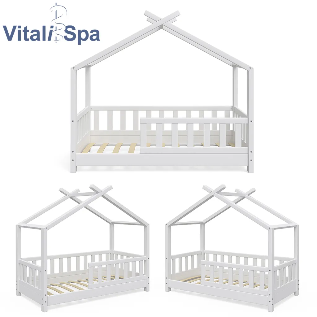 VitaliSpa Kinderbett Design Weiß 148 X 132 X 77 Cm Massivholz 9 VitaliSpa Kinderbett Design Weiß 148 X 132 X 77 Cm Massivholz – Bild 7