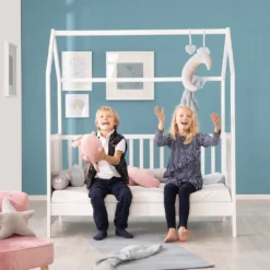 Roba Hausbett 70 X 140 Cm, Kombi-Kinderbett In Hausoptik, Weiß, 3-fach Verstellbar, Schlupfstäbe, Umbaubar Zum Juniorbett -Kinderbett Geschäft f4742afab8831db69b915a4d128af4e1