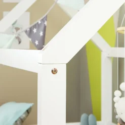 Homestyle4u 2048, Kinderbett Weiß Hausbett Mit Rausfallschutz 80x160 Cm Bodenbett Montessori Bett Bettenhaus Lattenrost -Kinderbett Geschäft f617db90ee78b034f2c25233cad16007