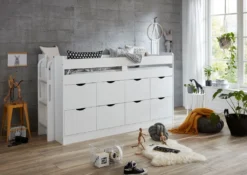 Funktions-/Hochbett FLORI, LF 90 X 200 Cm Inkl. Lattenrost Und 8 Großen Schubladen -Kinderbett Geschäft f71c5c114e642171d2100caf79fb36da