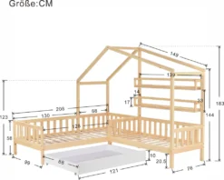 Merax Kinderbett 90x200cm/140x70cm Hausbett Mit Schubladen Und Regalen, Zaun Und Lattenrost, Spielbett Kinderhaus Aus Kiefernholz Für Zwei Kinder, Natur 23 Merax Kinderbett 90x200cm/140x70cm Hausbett Mit Schubladen Und Regalen, Zaun Und Lattenrost, Spielbett Kinderhaus Aus Kiefernholz Für Zwei Kinder, Natur -Kinderbett Geschäft faa2208a82dd5acd659f1ac9f92153e6