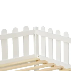 Merax Kinderbett 90x200 Cm Tagesbett Einzelbett Mit Zäune Und 2 Schubladen Auf Rollen, Kiefernholz Lattenrost Hausbett, Weiß -Kinderbett Geschäft fbc9681fa3c6697b22596940e1f9b594