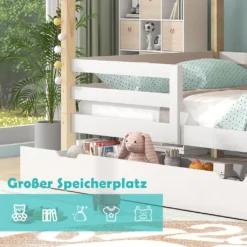 Merax Etagenbett 90x200 Cm Kinderbett Stockbett Mit Schubladen Und Leiter, Lattenrost Und Fallschutz, Spielbett Hausbett Jugendbett Rahmen Aus Kiefer, Weiß Und Natur -Kinderbett Geschäft febbe945d69633b20c022d0f3625ae7c